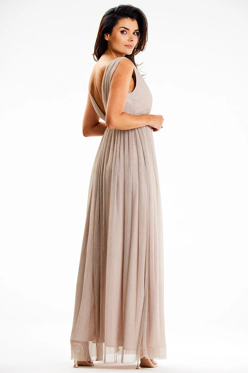 Gently Flared Front Slit Maxi Dress