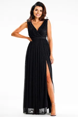 Gently Flared Front Slit Maxi Dress