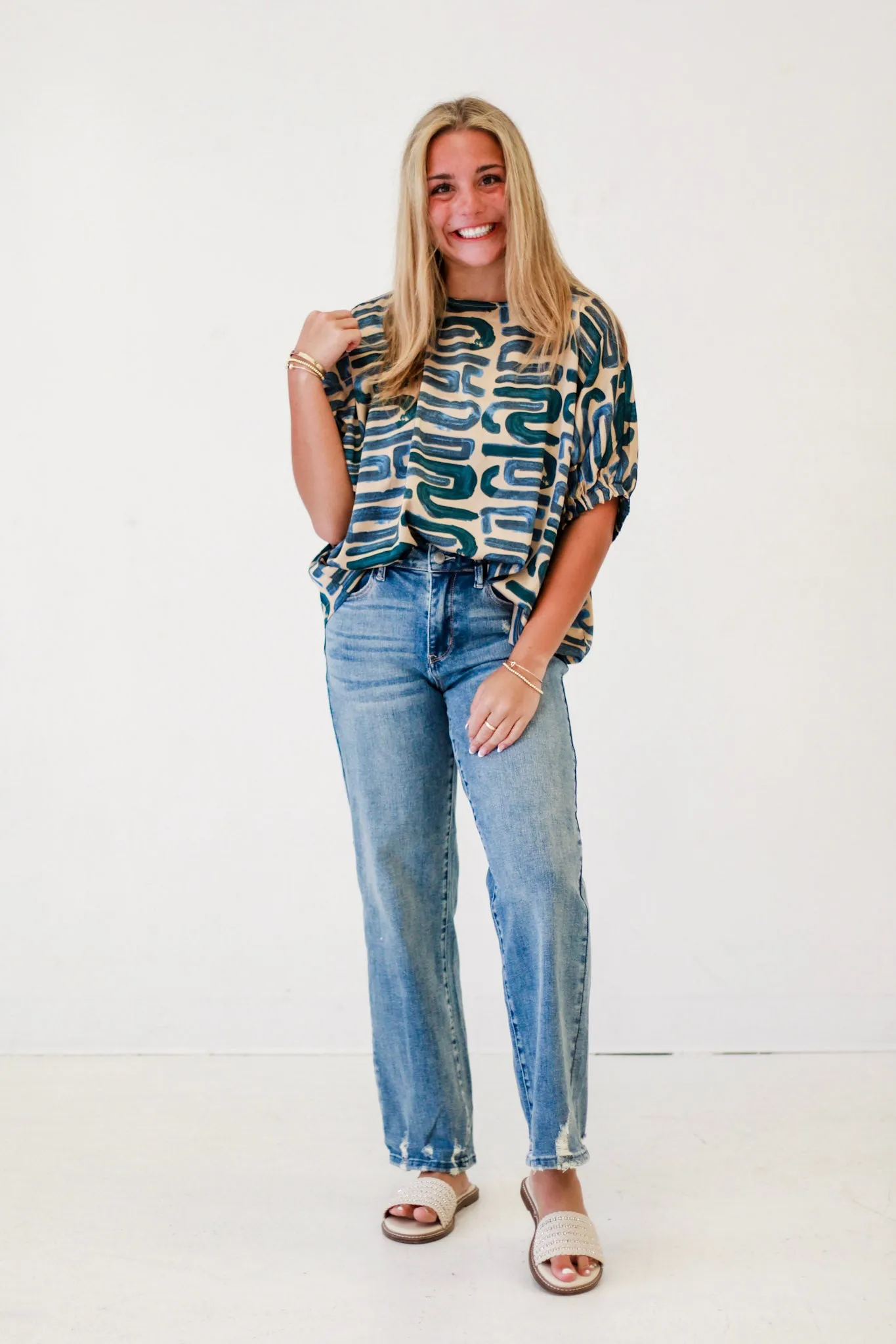 Geometric Glow Blouse in Seashore