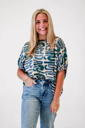 Geometric Glow Blouse in Seashore