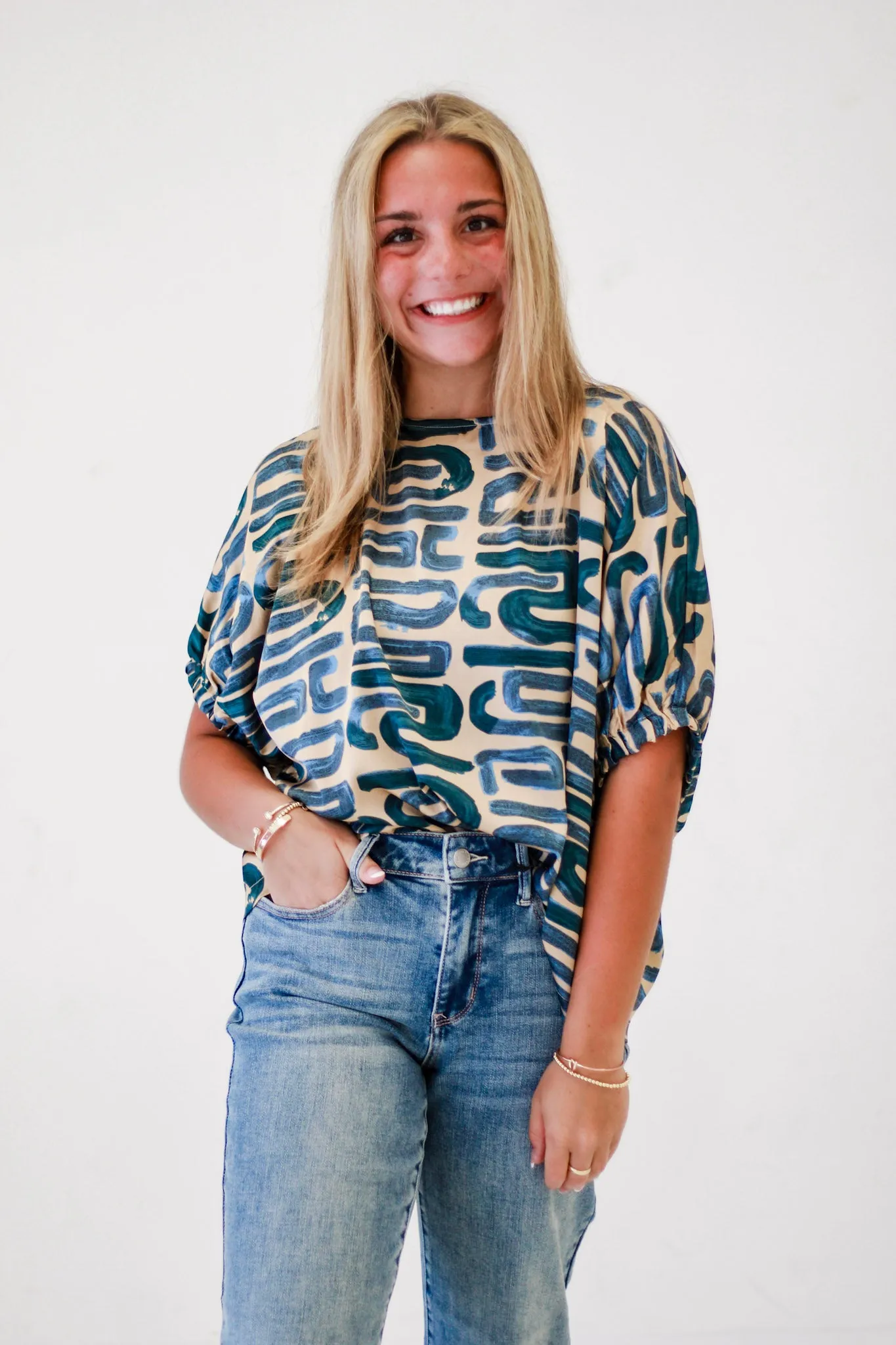 Geometric Glow Blouse in Seashore
