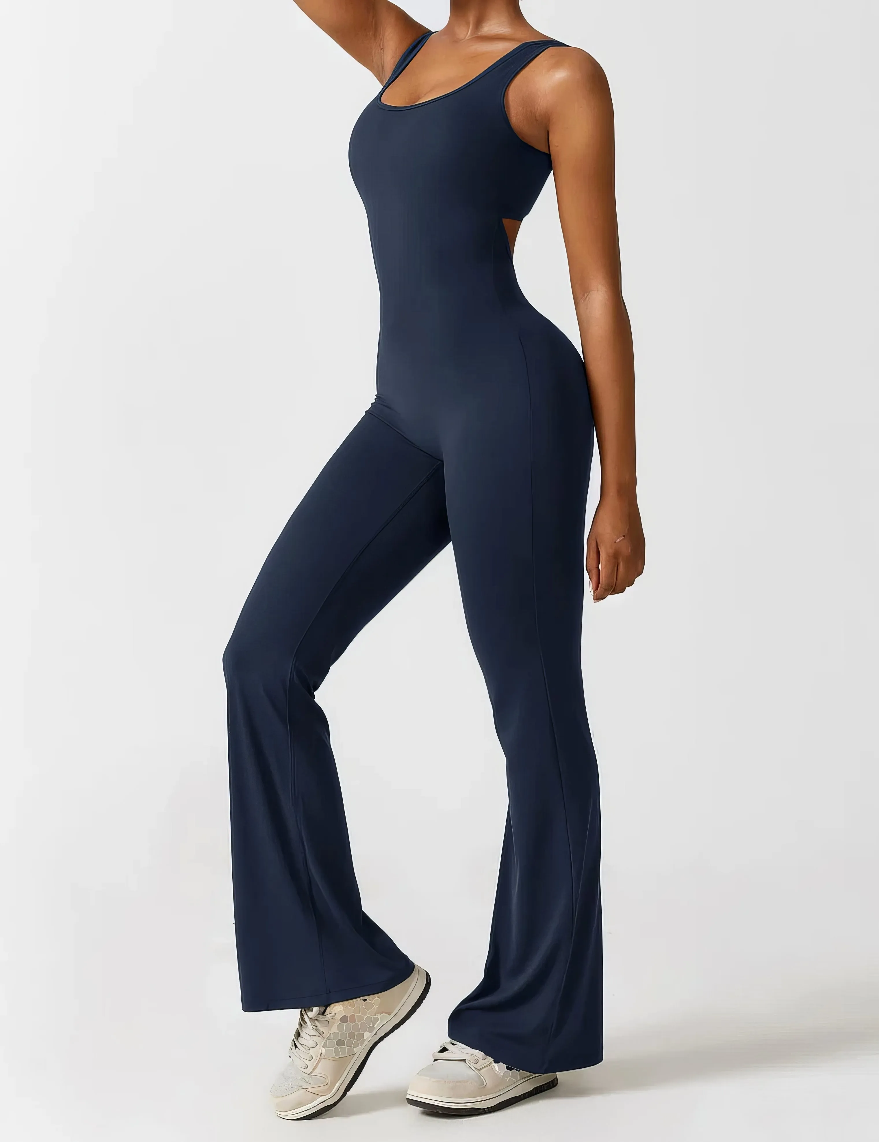 Geraldine® | Women's V-Back Flared Jumpsuit