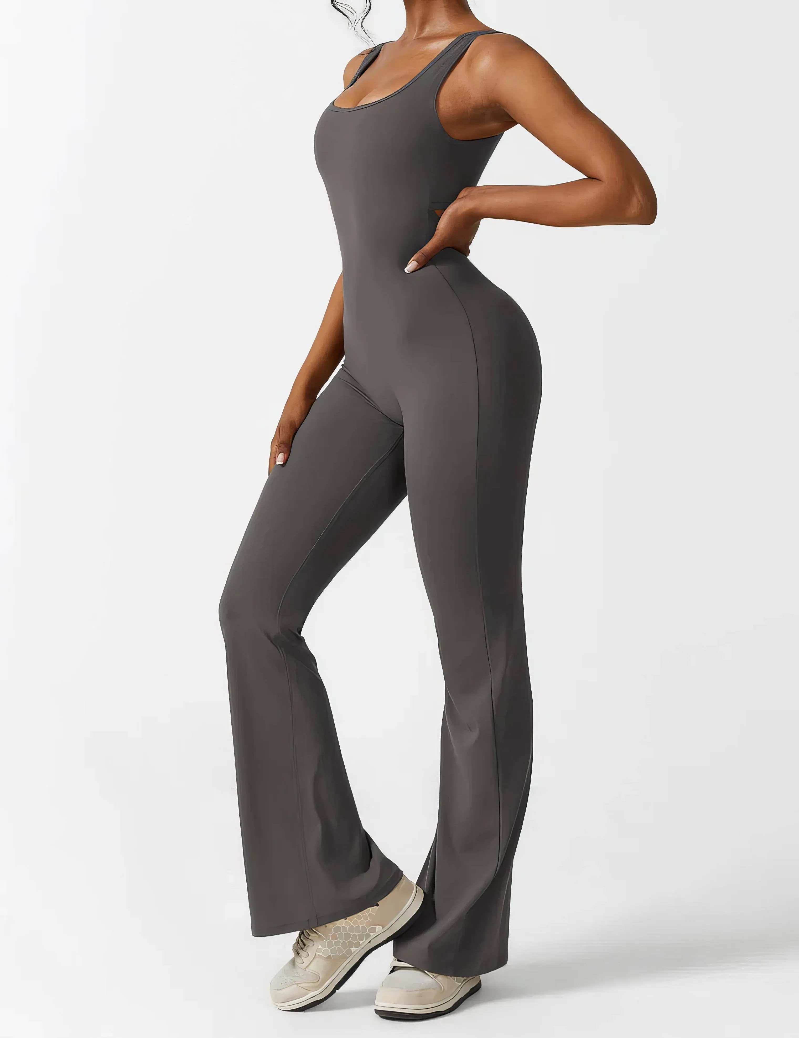 Geraldine® | Women's V-Back Flared Jumpsuit