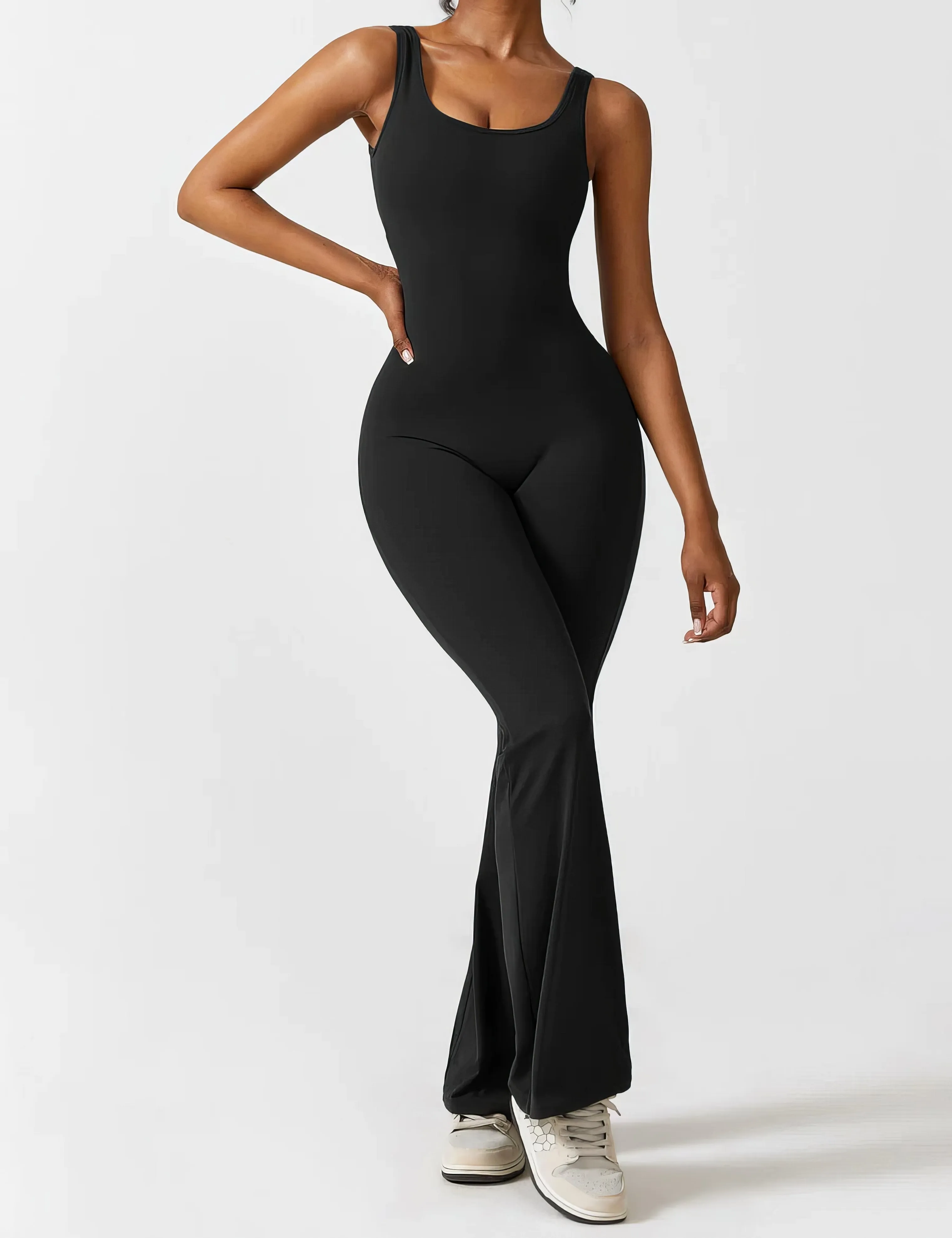 Geraldine® | Women's V-Back Flared Jumpsuit