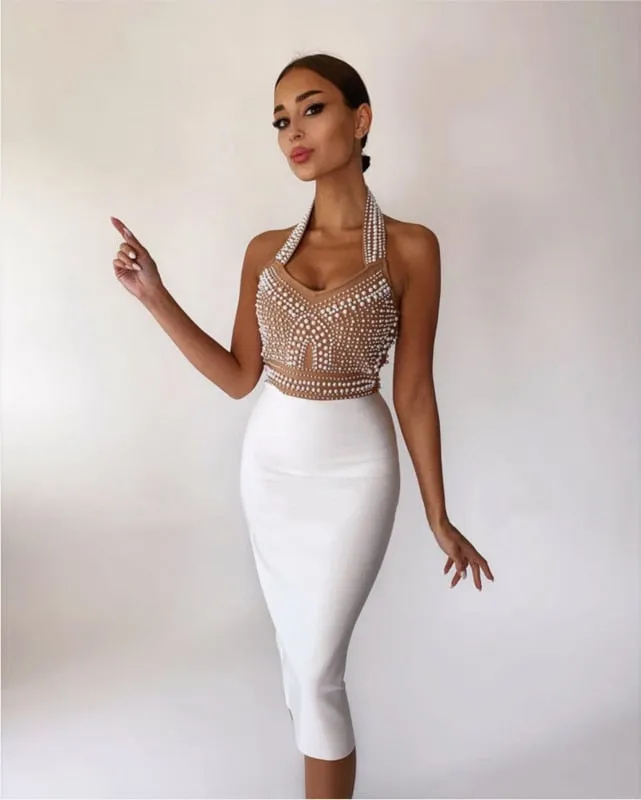 Gisele - Robe De Soirée Élégante - Col Halter Et Coupe Ajustée - Femmes