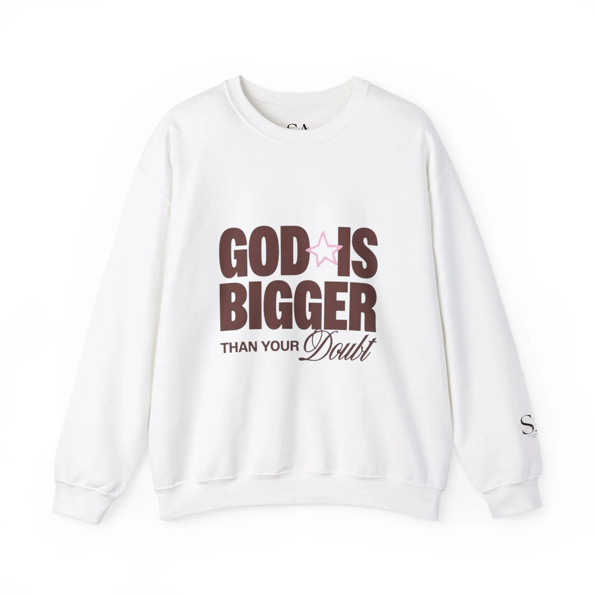 God Is Bigger Than Your Fear Brown Unisex Crewneck