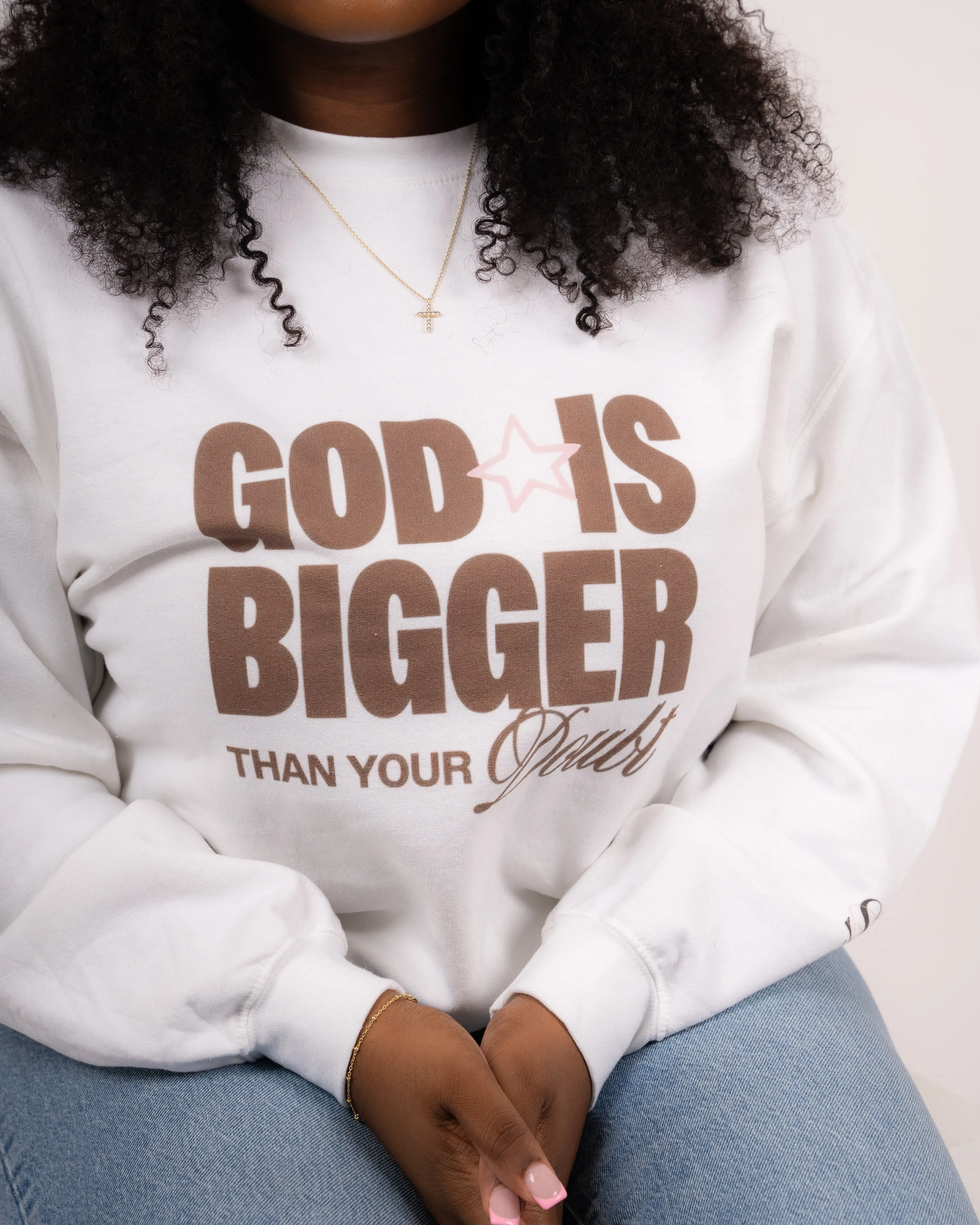 God Is Bigger Than Your Fear Brown Unisex Crewneck