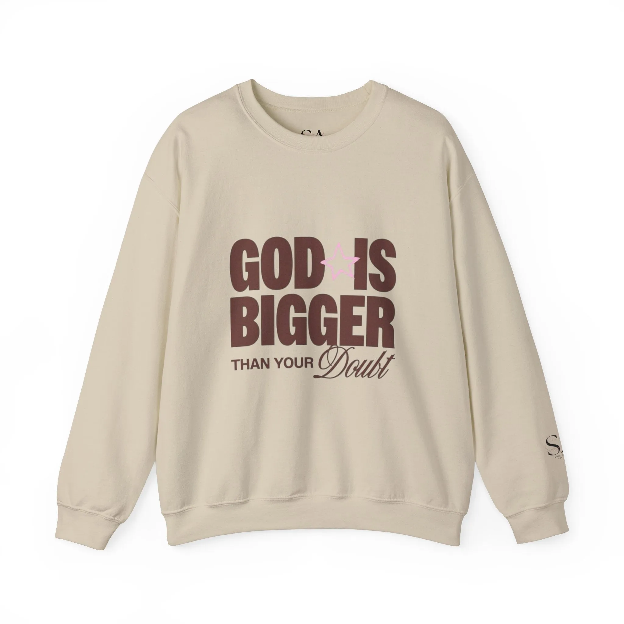 God Is Bigger Than Your Fear Brown Unisex Crewneck