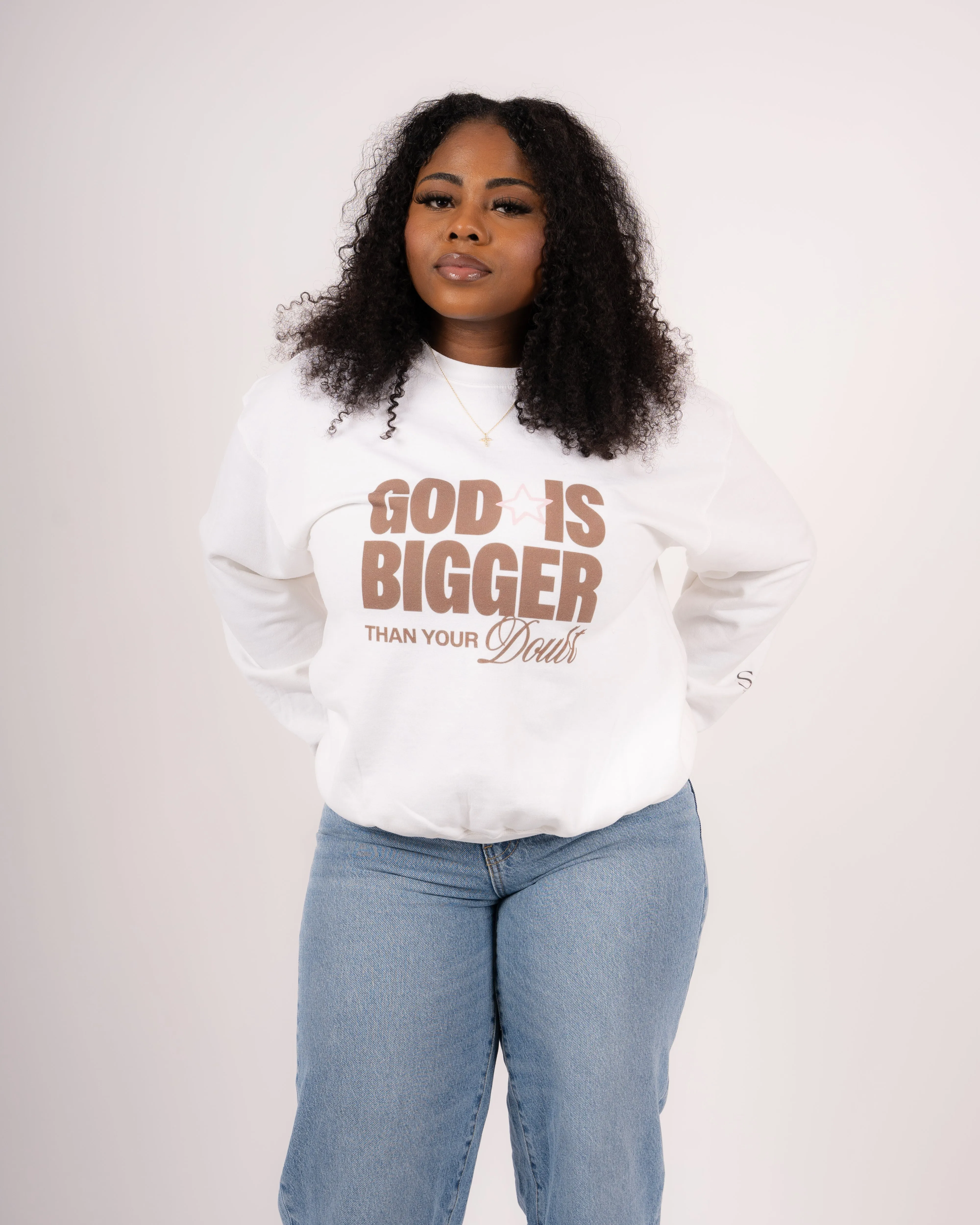 God Is Bigger Than Your Fear Brown Unisex Crewneck