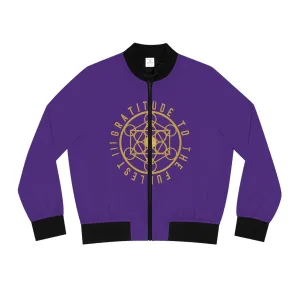 GRATITUDE TO THE FULLEST!!! - Women's Bomber Jacket (AOP) - PURPLE