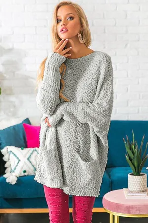 Gray Winter Break Knit Tunic Sweater