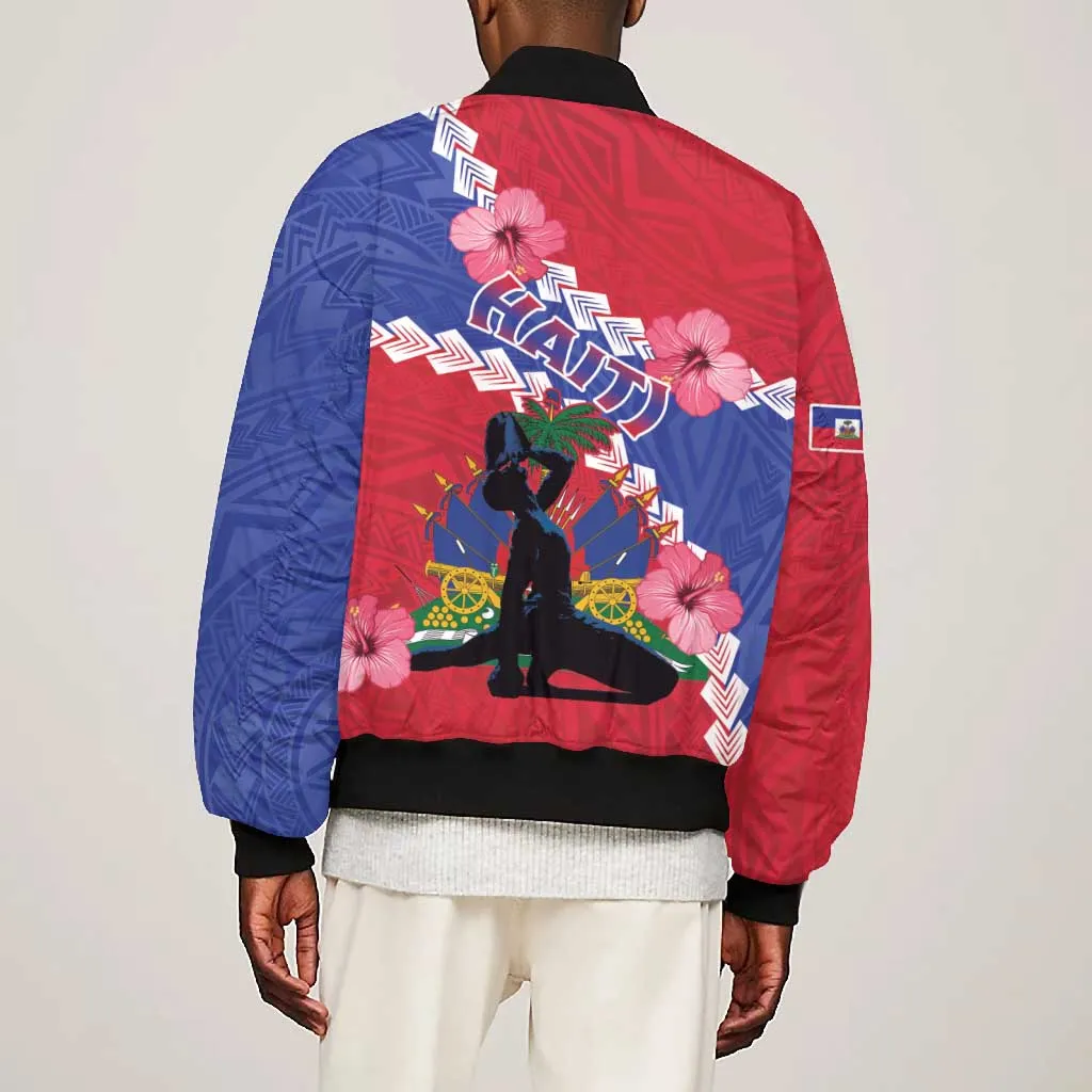 Haiti Neg Maron Bomber Jacket Coat Of Arms - Hisbicus Polynesian LT15
