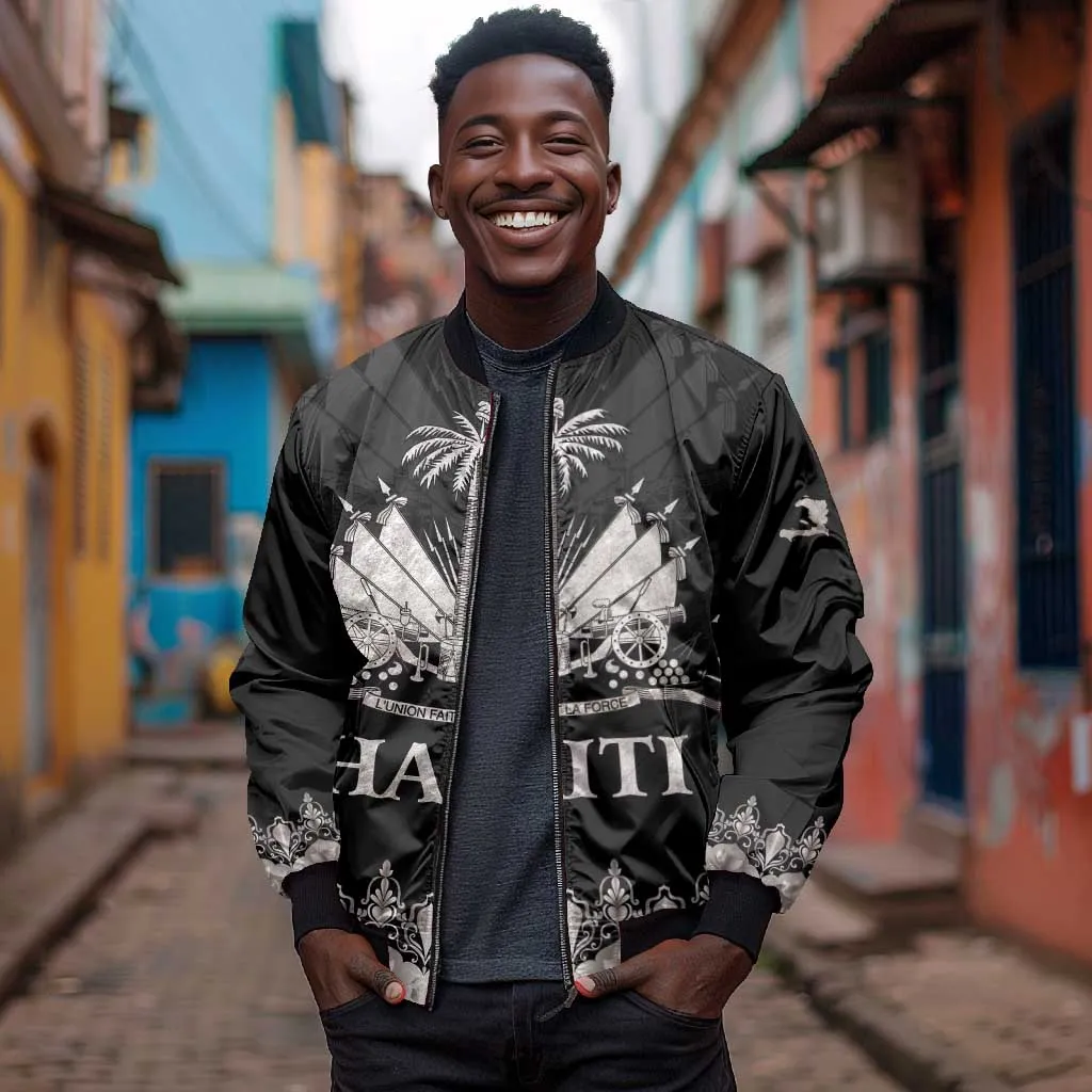 Haiti Neg Marron Bomber Jacket Hope is Nothing Without Action - Silver LT01