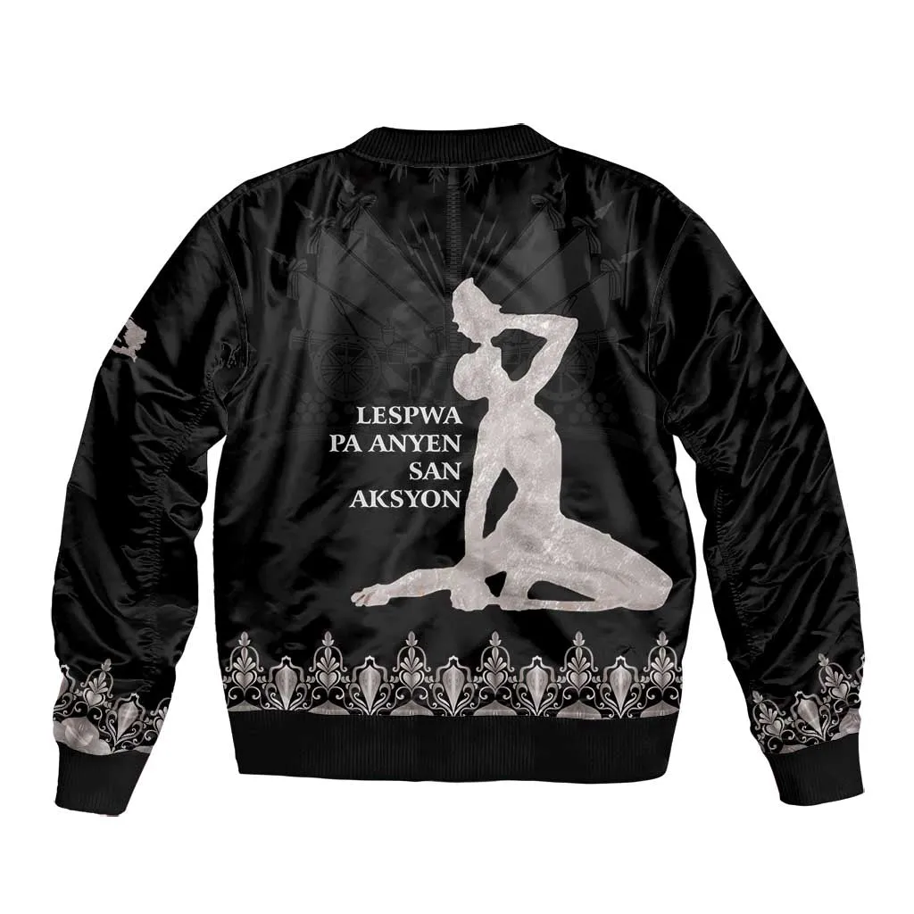 Haiti Neg Marron Bomber Jacket Hope is Nothing Without Action - Silver LT01