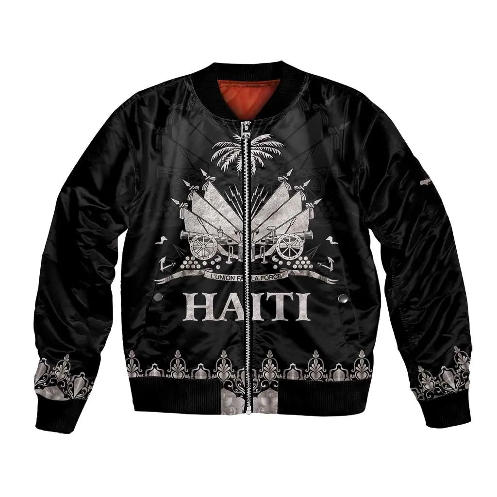 Haiti Neg Marron Bomber Jacket Hope is Nothing Without Action - Silver LT01