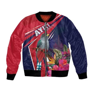 Haiti Personalized Bomber Jacket Hispaniolan Trogon Tropical Vibes LT7