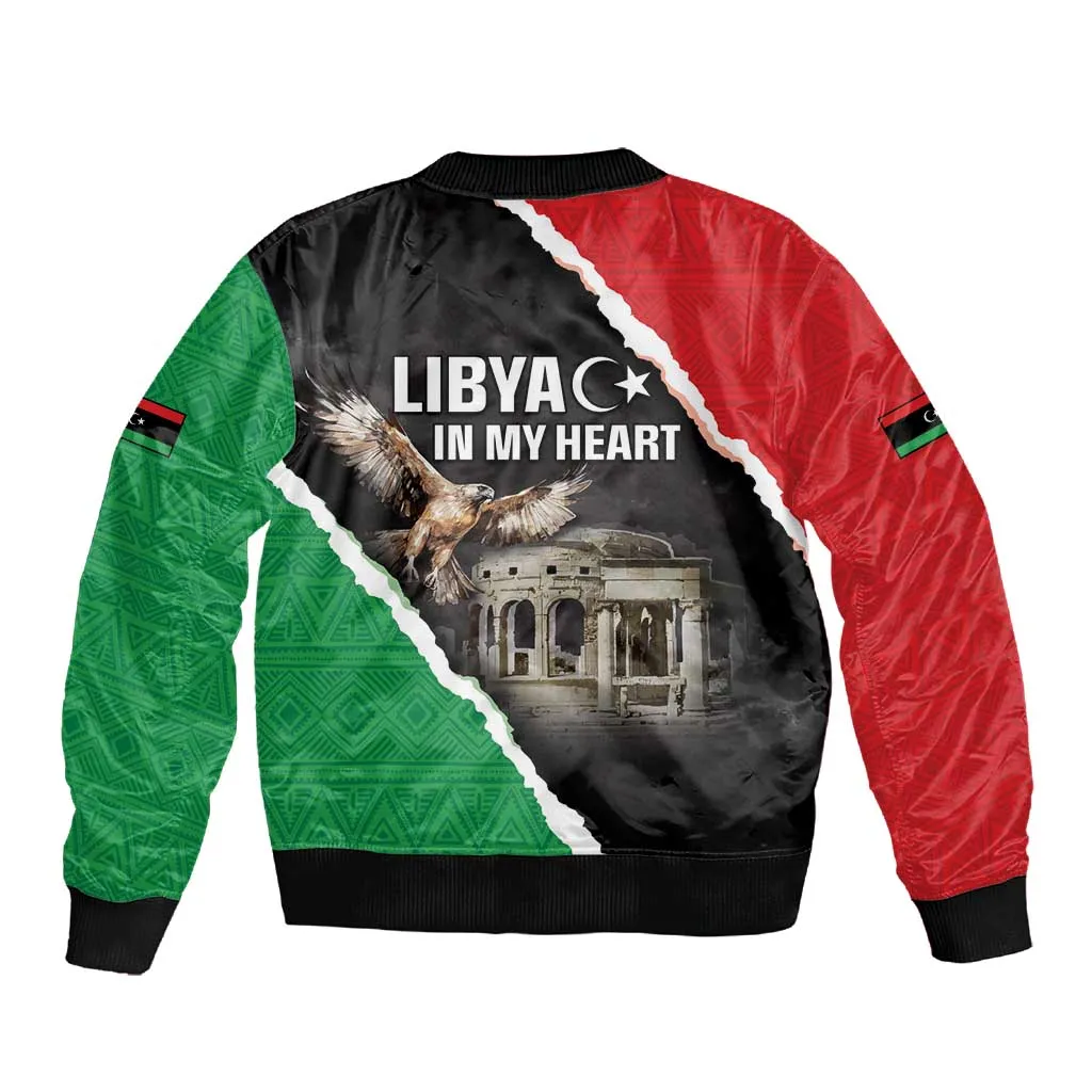 Happy Libya Independence Day Sleeve Zip Bomber Jacket Libya In My Heart LT05