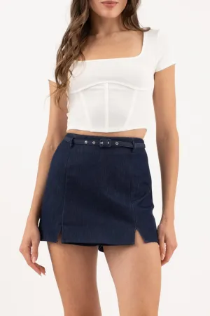 HIGH WAIST SPLIT THIGH BELTED SKORT