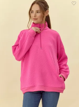 Hot Pink Tunic Half Zip