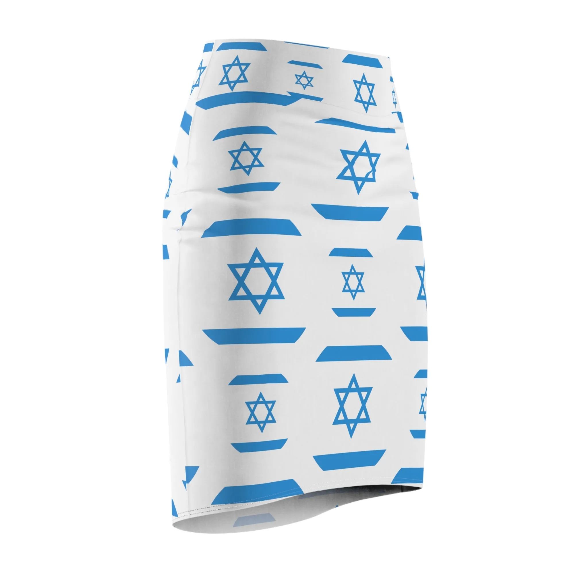 Ilan Israel Flag Pattern on White Women's Pencil Skirt