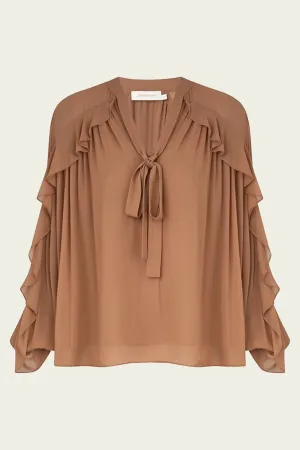Illuminate Flutter Blouse in Tan
