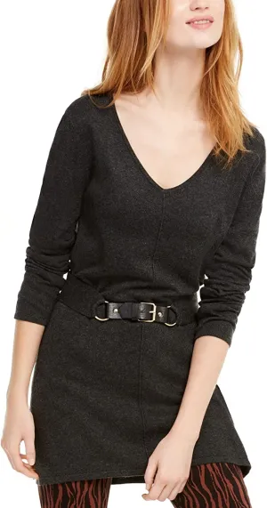 INC International Concepts INC Belted Tunic Sweater Dark Charcoal XLarge