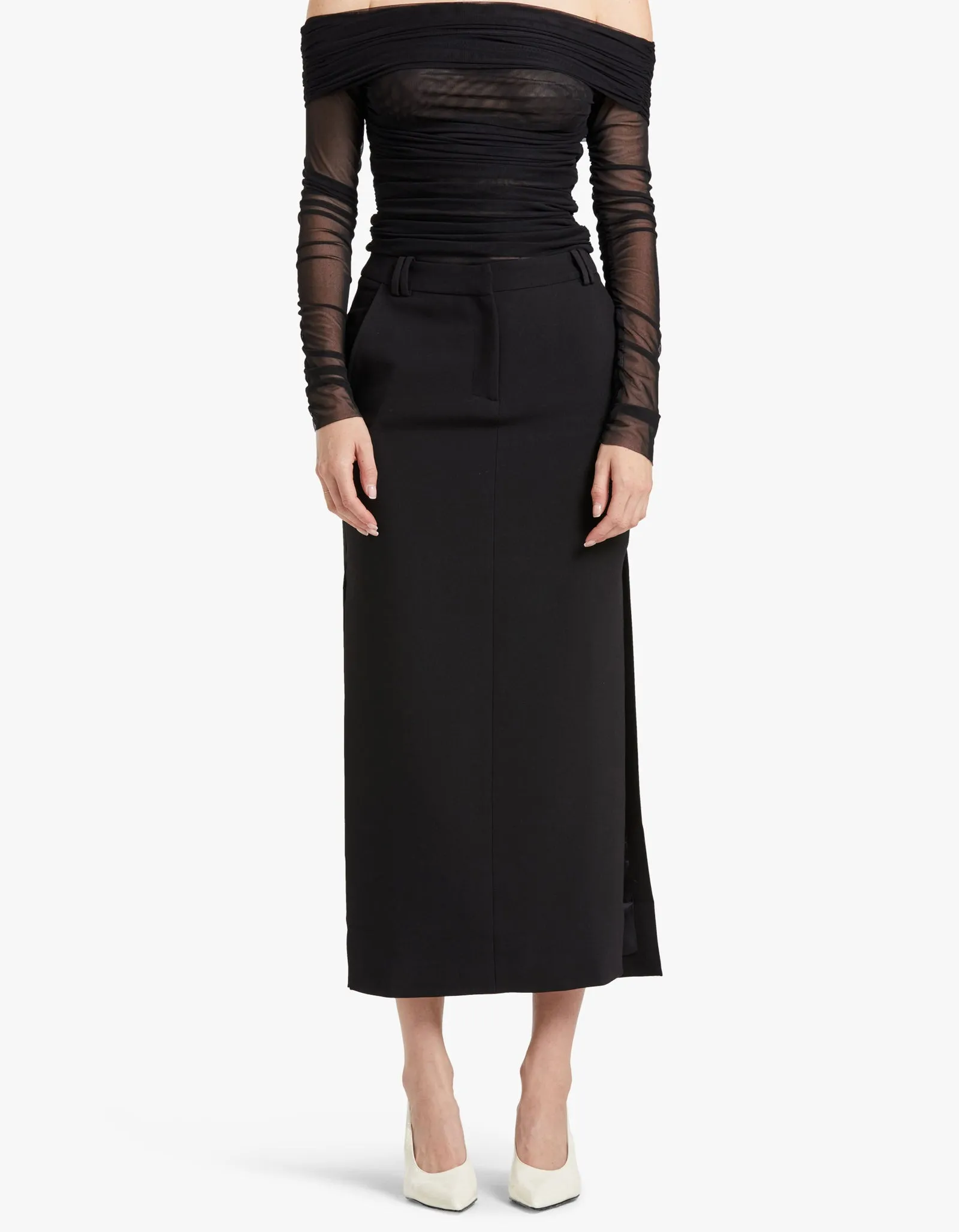 Irena Side Split Maxi Skirt - Black