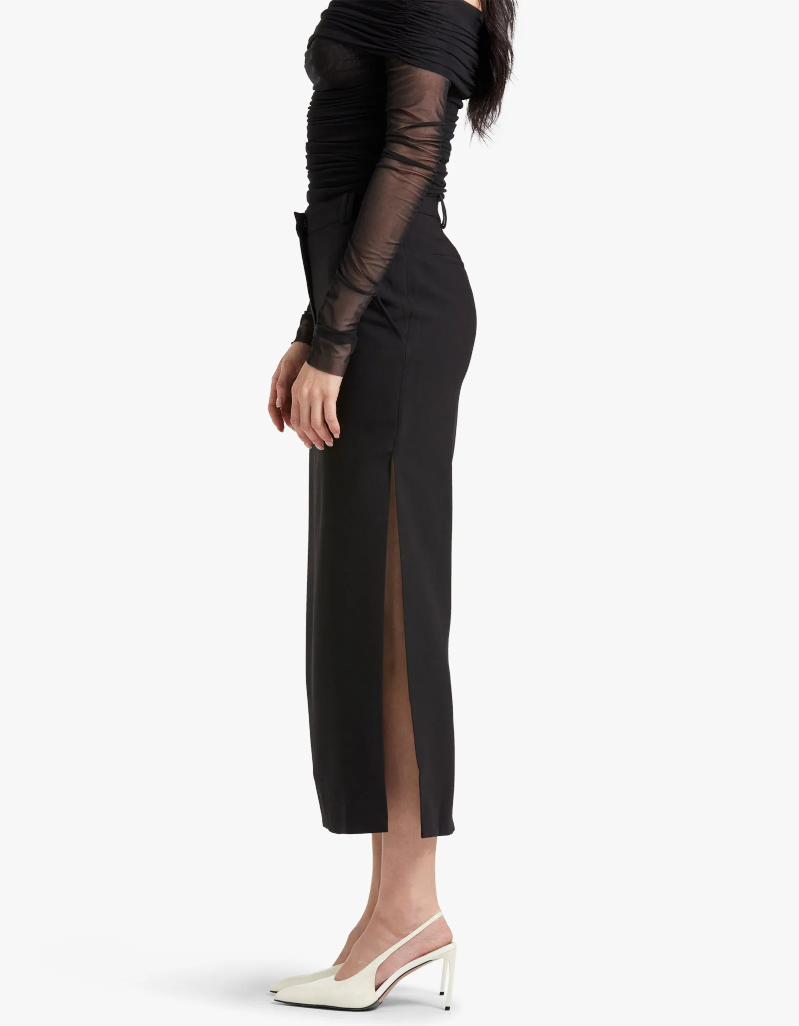 Irena Side Split Maxi Skirt - Black