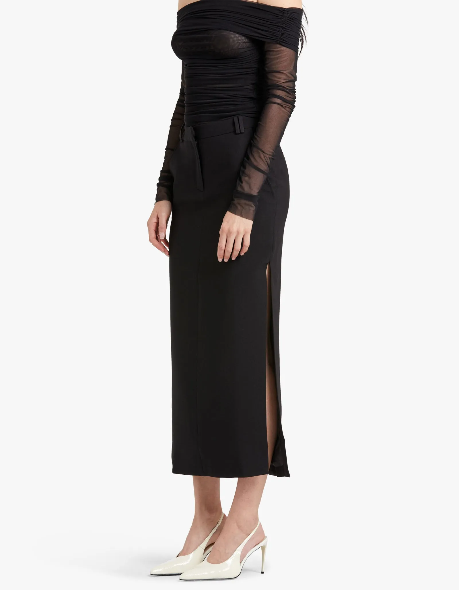 Irena Side Split Maxi Skirt - Black