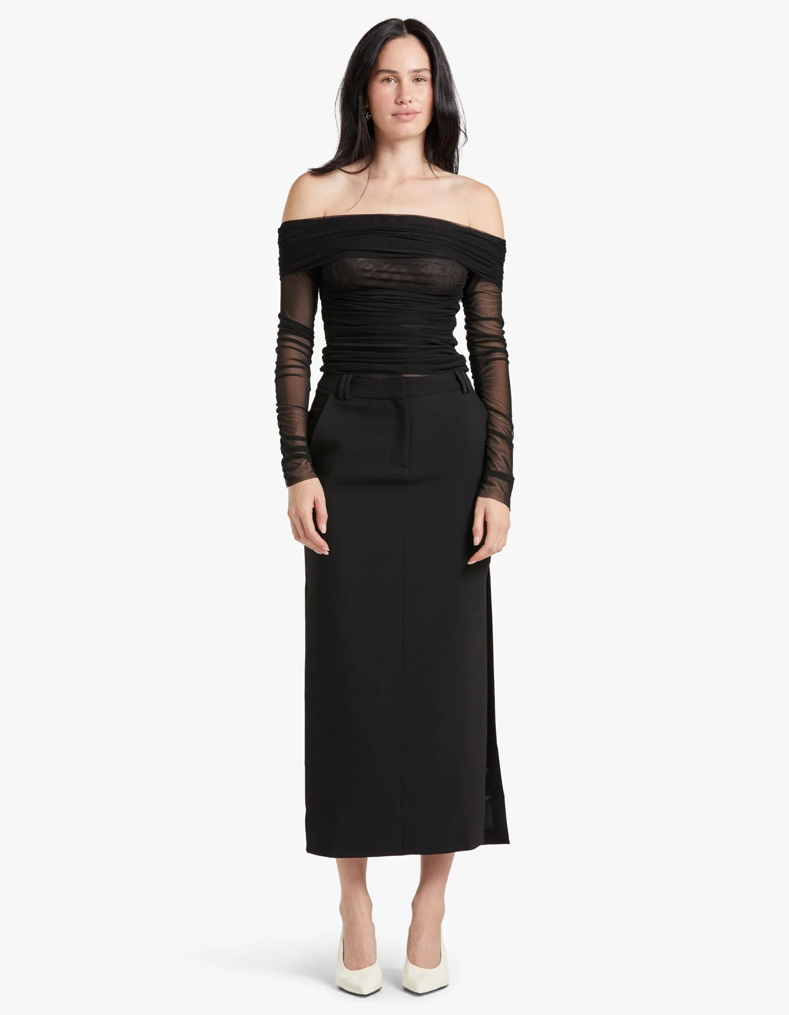Irena Side Split Maxi Skirt - Black