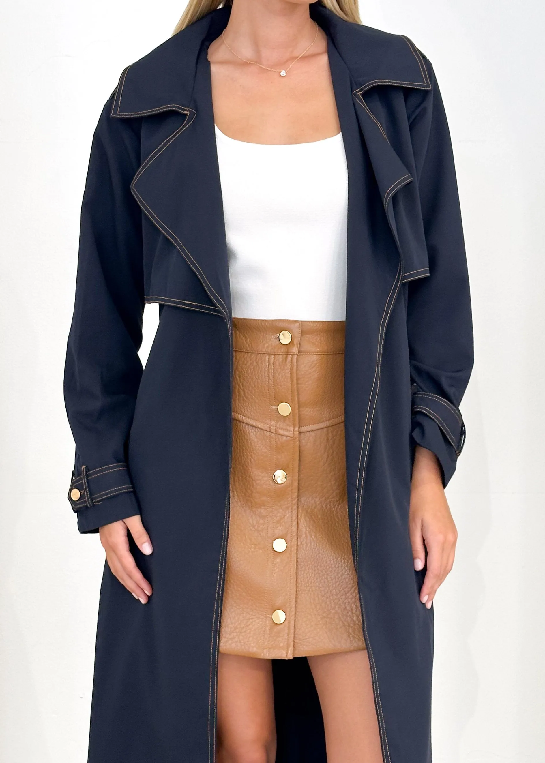 Jaidie Trench Coat - Indigo
