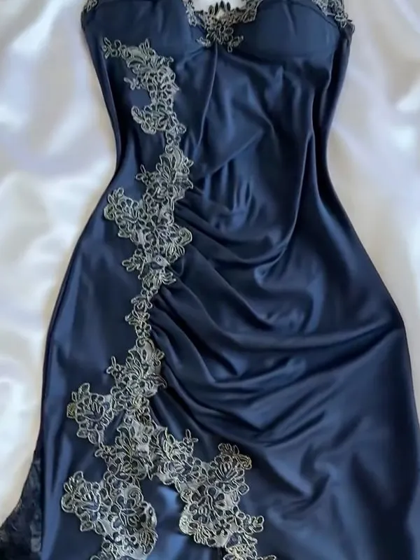 JazzHer Sexy Bodycon Mermaid Straps Long Navy Blue Lace Prom Dress Party Dresses (PRE-ORDER)