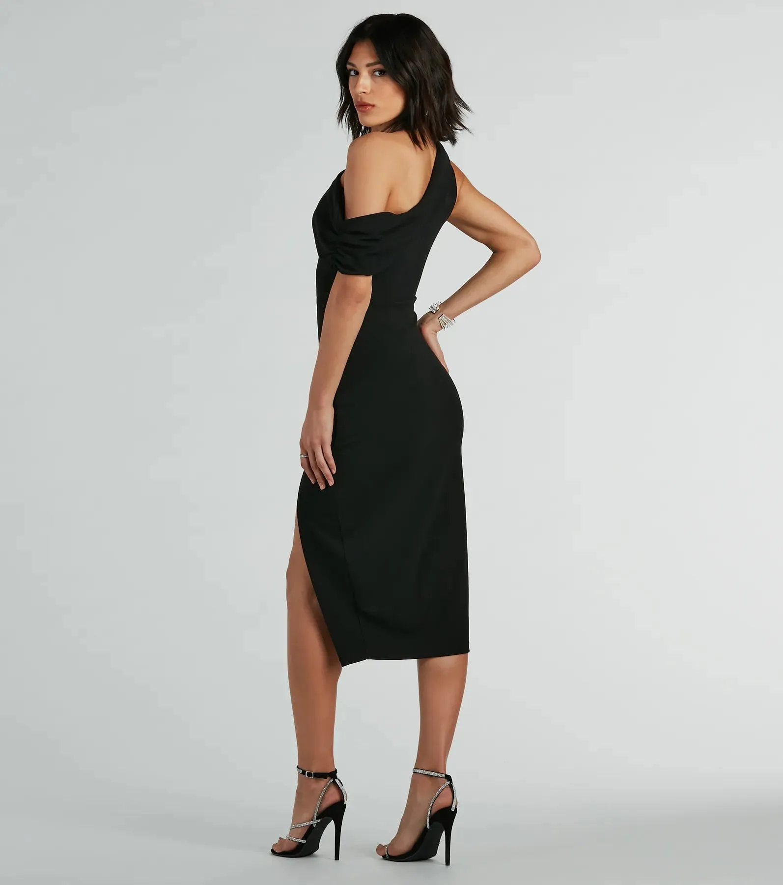Jullian Formal Crepe Off-The-Shoulder Midi Dress