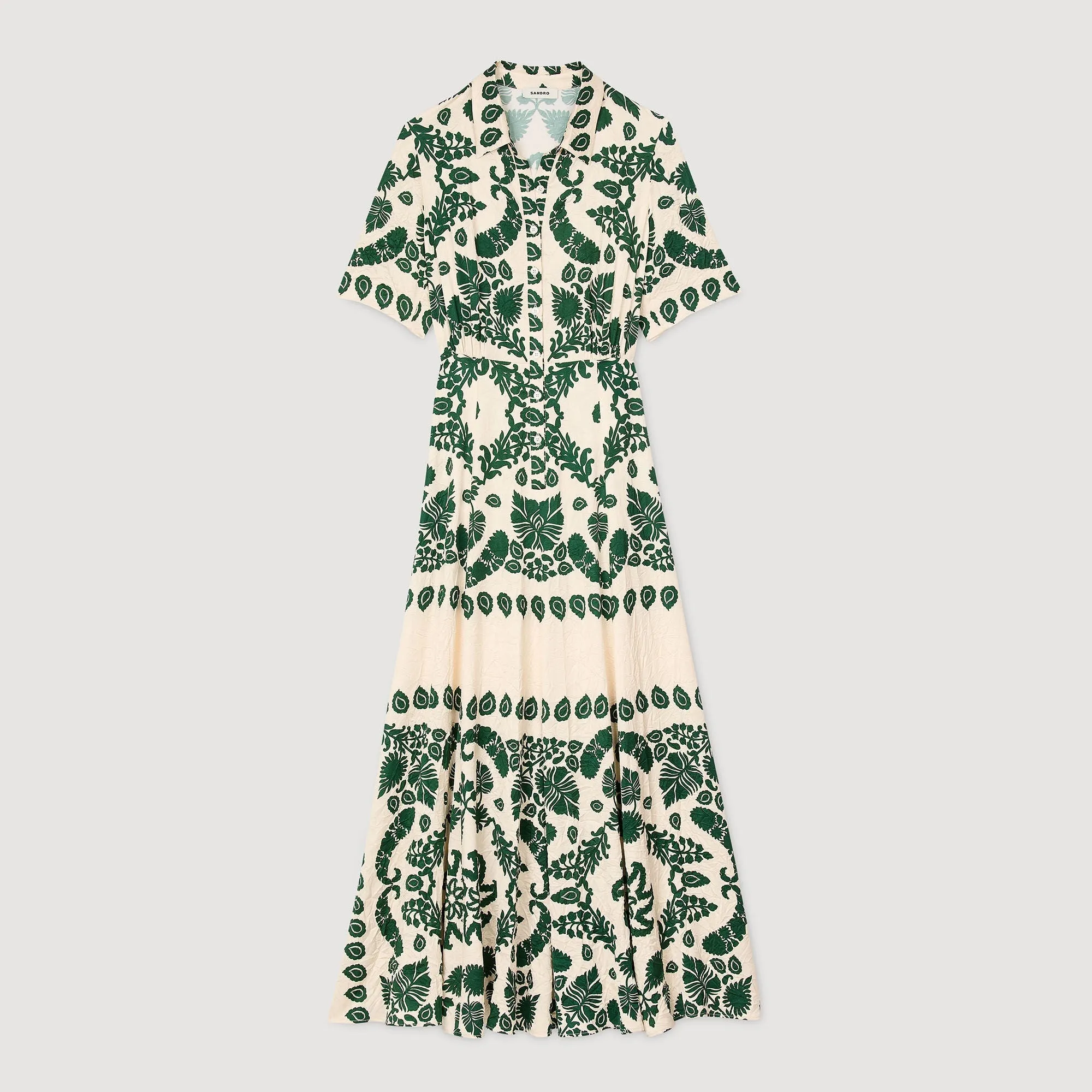 Lavandou Floral Print Maxi Dress Ecru / Green