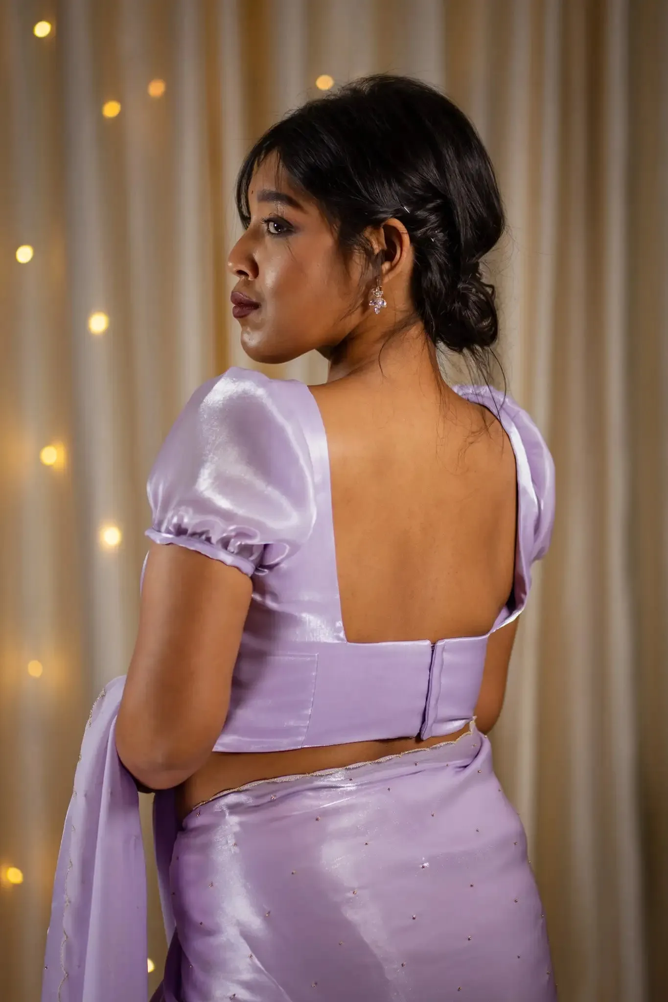 Lavender Organza Puff Sleeve Blouse