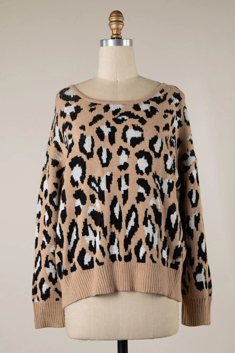 Leopard Open Back Sweater** - Final Sale