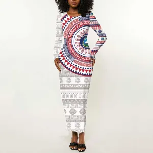 Liberia African Tribal Pattern Long Sleeve Bodycon Dress Chest Arm Tattoo LT15