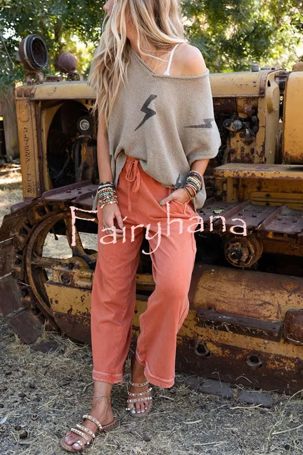 Lightning Pattern Loose Batwing Sleeve Knit Top