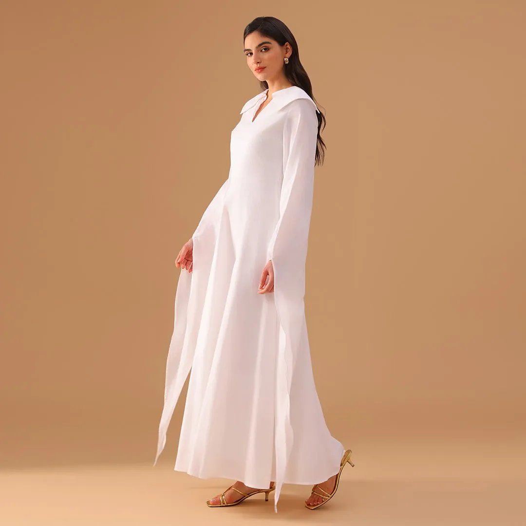 Linen Long Flared Sleeve A line Dress