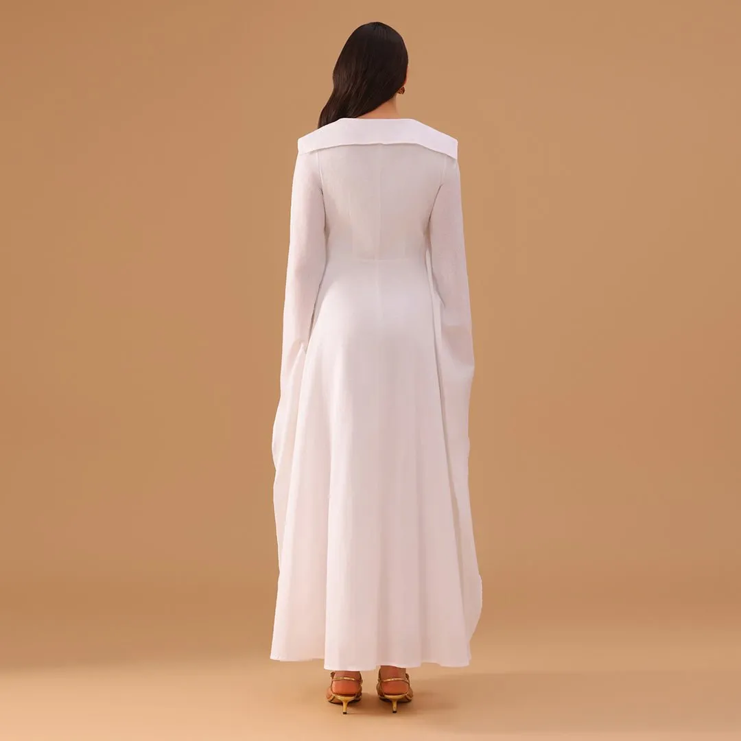 Linen Long Flared Sleeve A line Dress
