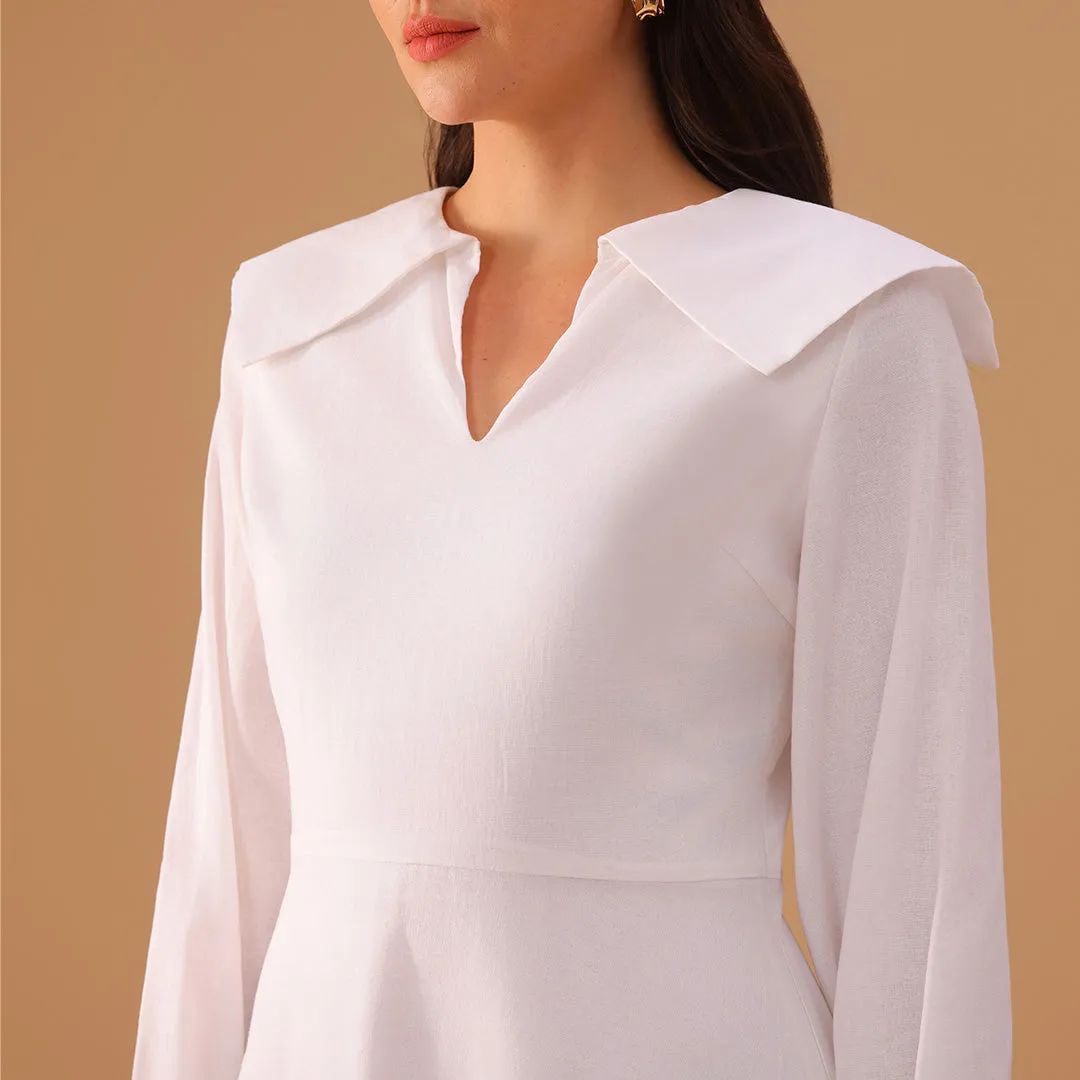 Linen Long Flared Sleeve A line Dress