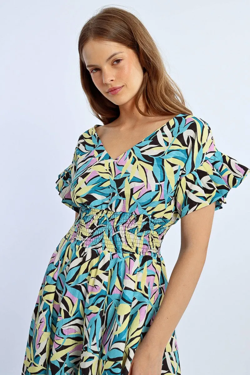 LONG DRESS, MULTIPLE RUFFLES