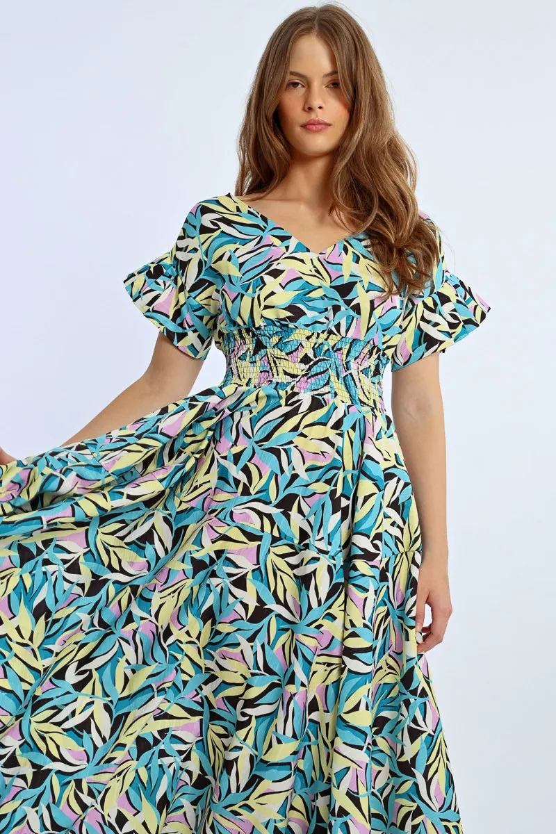 LONG DRESS, MULTIPLE RUFFLES