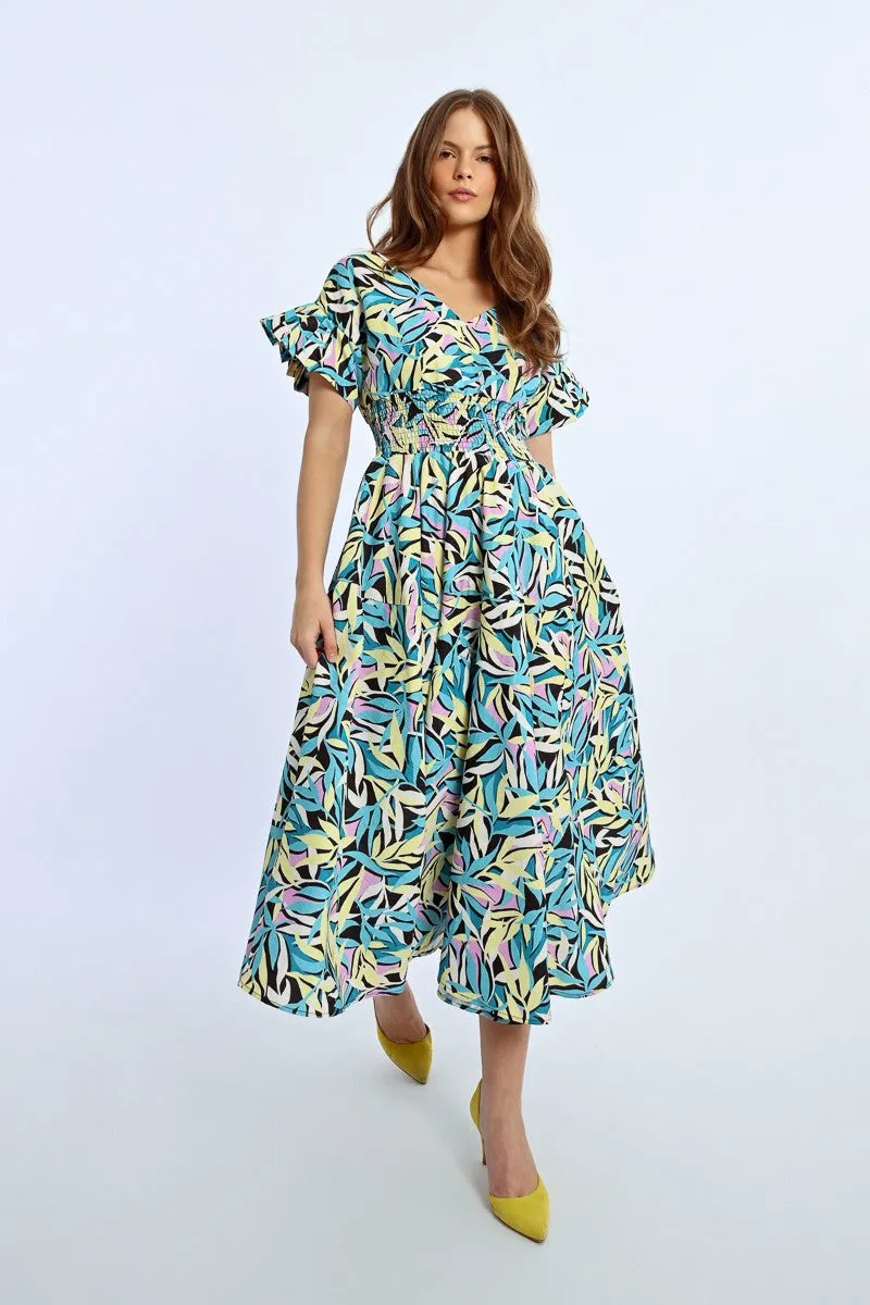 LONG DRESS, MULTIPLE RUFFLES