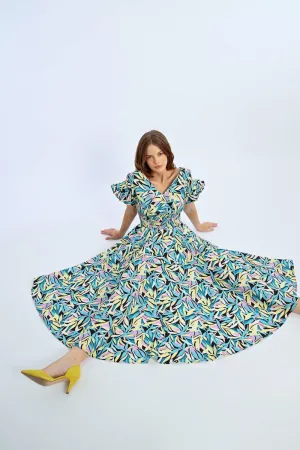 LONG DRESS, MULTIPLE RUFFLES