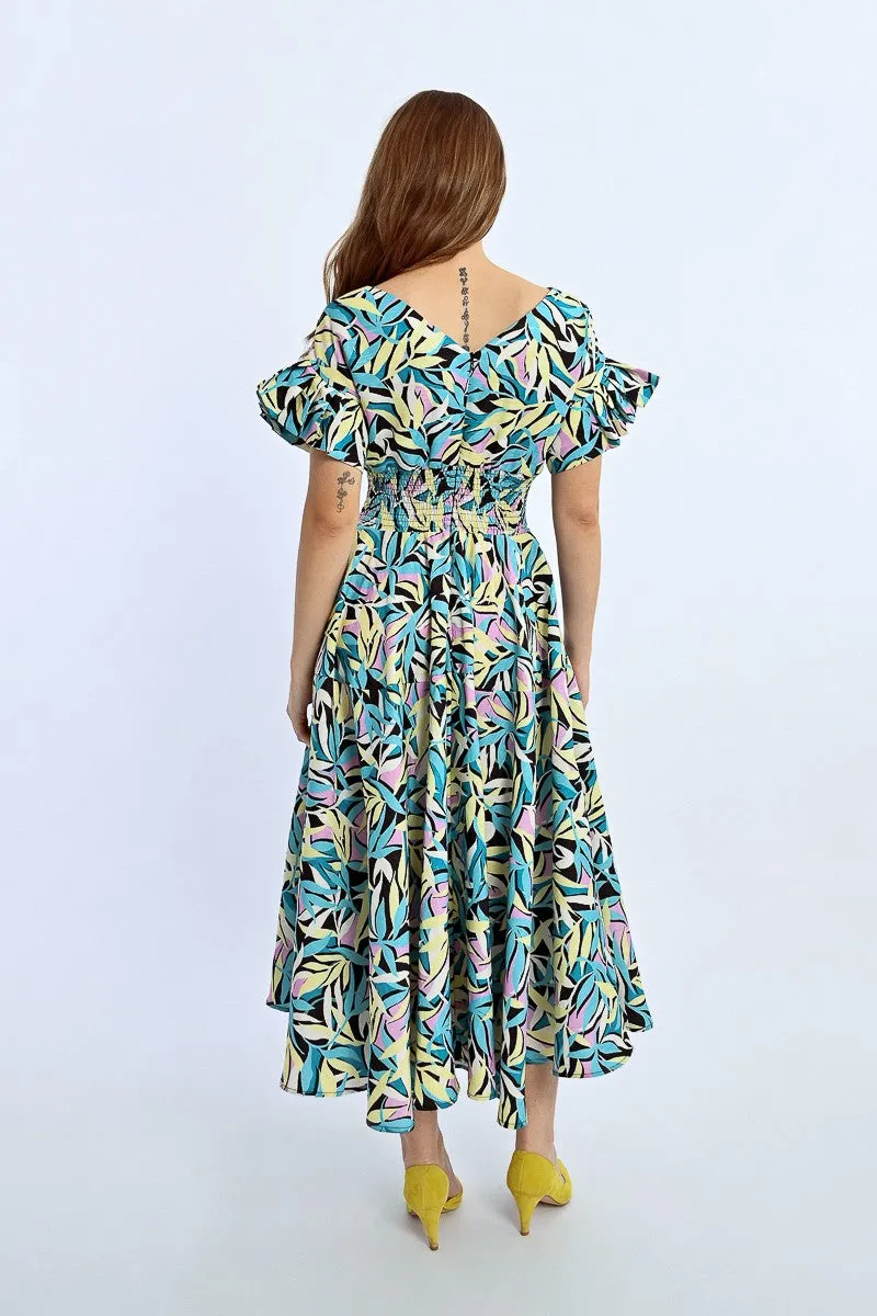 LONG DRESS, MULTIPLE RUFFLES