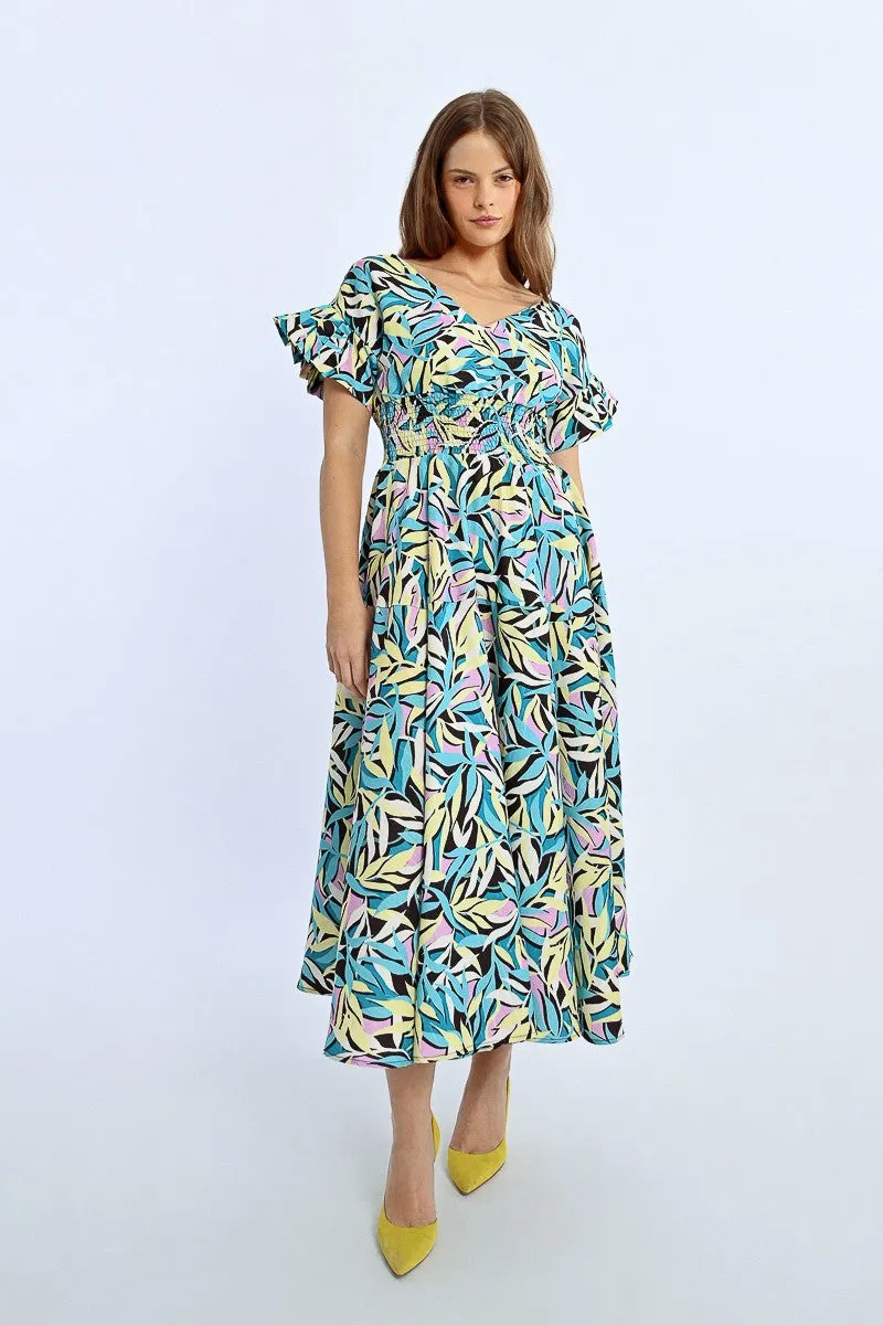 LONG DRESS, MULTIPLE RUFFLES