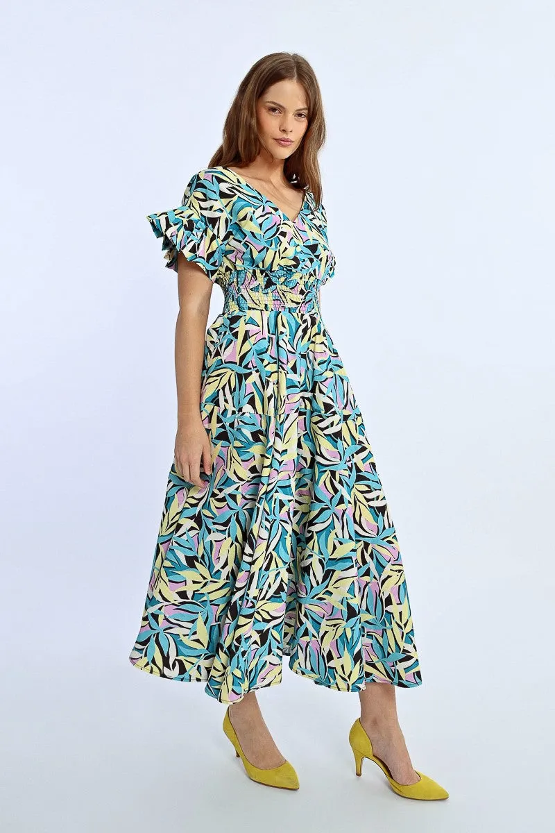 LONG DRESS, MULTIPLE RUFFLES