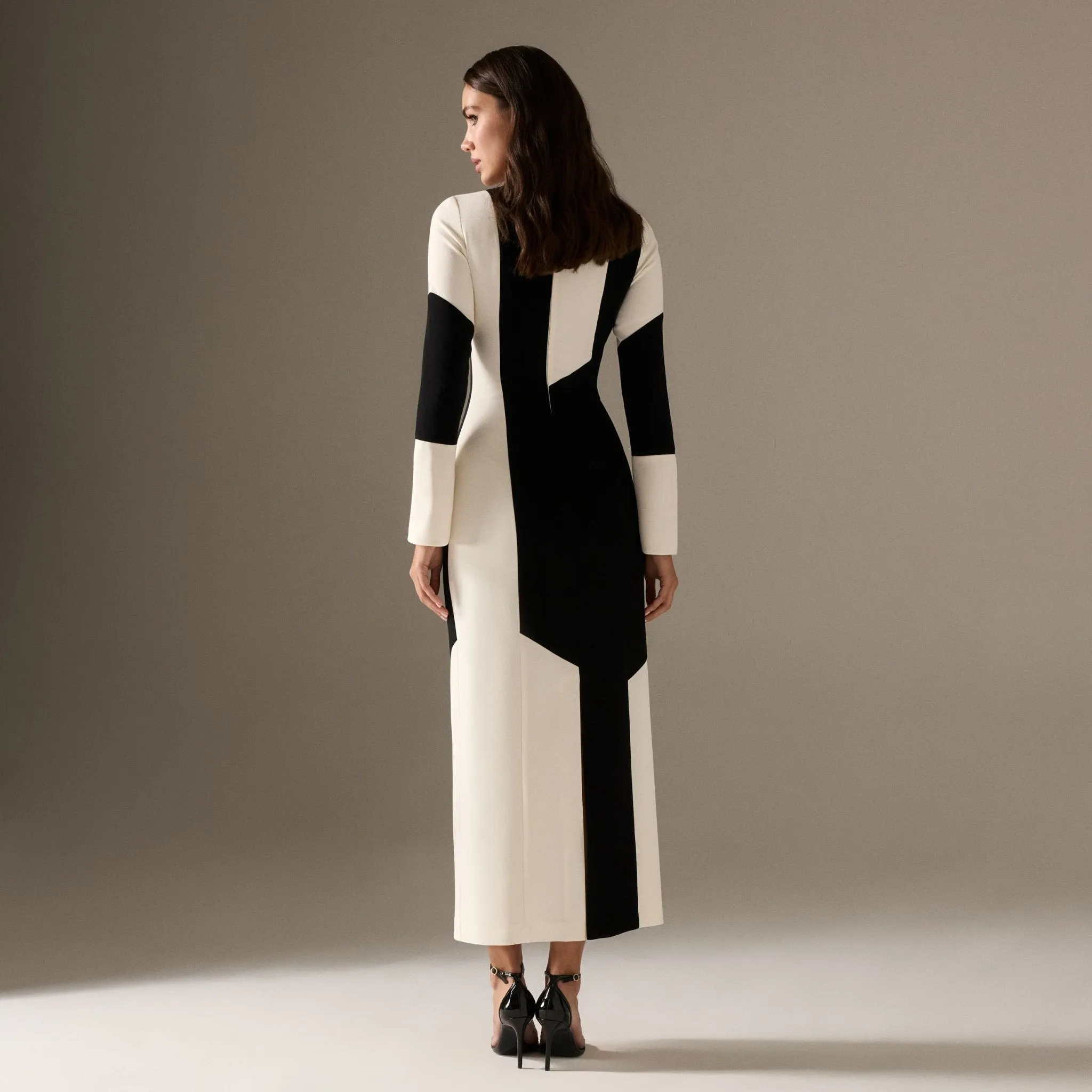 Long Flared Sleeve Midi Crepe dress