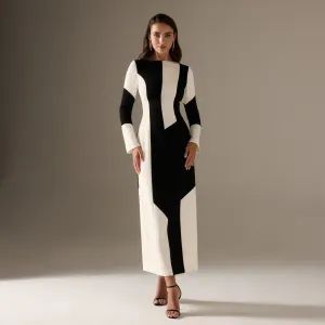 Long Flared Sleeve Midi Crepe dress